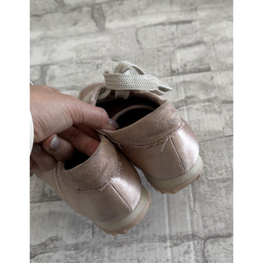Pedro Garcia Cristina Dusty Blush Suede Silk Satin Frayed Luxe Sneakers Sz 37.5 - Picture 6 of 10